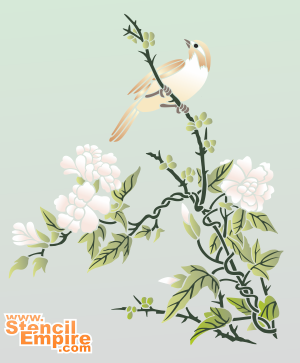 Ptak ciernisty (Szablony z kwiatami ogrodowymi i polnymi)
