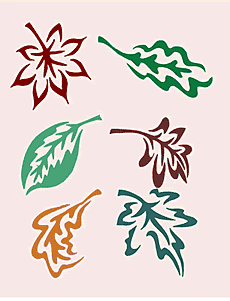Sześć liści - szablon do dekoracji