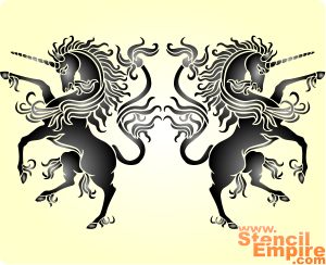 Jednorożce heraldyczne - szablon do dekoracji
