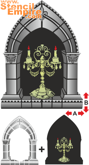 Kandelabr gotycki - szablon do dekoracji