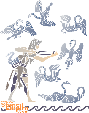 Herkules i ptaki - szablon do dekoracji