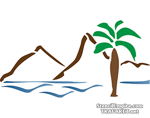 Góry i palma - szablon do dekoracji