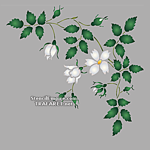 Owoc białej róży - wzór na rogu - szablon do dekoracji