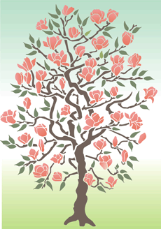 Magnolia japońska - szablon do dekoracji