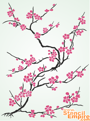 Sakura z Japonii - szablon do dekoracji