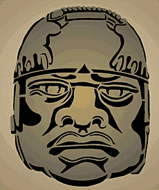 Głowa Olmeca 5 - szablon do dekoracji