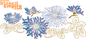 Japoński motyw kwiatowy - szablon do dekoracji