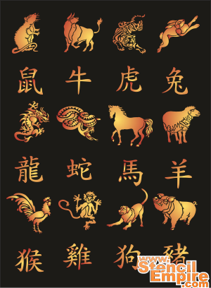 Chiński zodiak - szablon do dekoracji