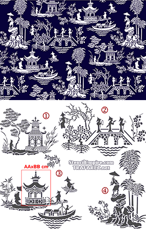 Tapeta z pagodami - szablon do dekoracji