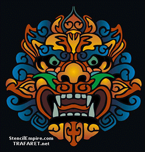Chińska maska - szablon do dekoracji