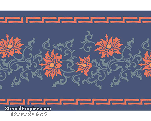 Bordiur z orientalnymi kwiatami - szablon do dekoracji