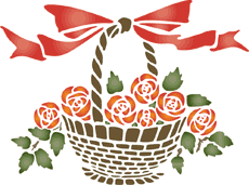 Róże w koszu - szablon do dekoracji