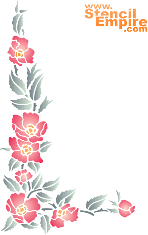 Róg z psią różą (Szablony z ogrodem i dzikimi różami)