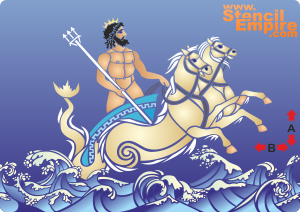 Neptun w falach - szablon do dekoracji