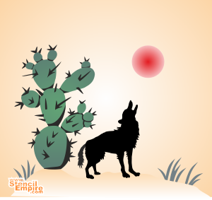 Kojot i kaktus - szablon do dekoracji