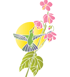 Kolibry i kwiaty - szablon do dekoracji