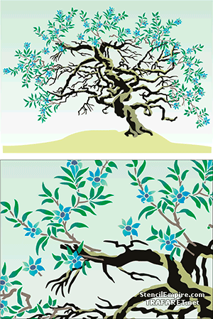 Kwitnące drzewo - szablon do dekoracji