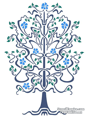 Kwitnące drzewo w stylu nowoczesnym - szablon do dekoracji