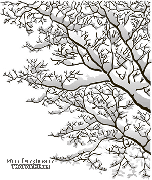Gałęzie pod śniegiem - szablon do dekoracji