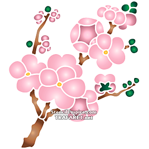 Kwitnąca gałązka sakury A - szablon do dekoracji