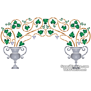 Łuk wazonów z kędzierzawym chmielem - szablon do dekoracji