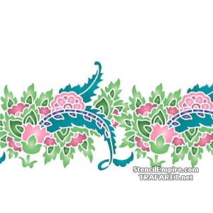 Kwiatowy bordiur z wzorem paisley B - szablon do dekoracji