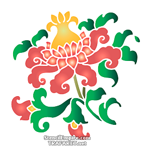 Kwiat orientalny z pąkami - szablon do dekoracji