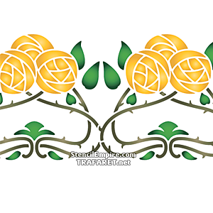 Żółte róże Art Nouveau B - szablon do dekoracji