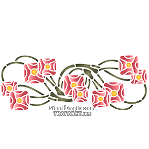Różowe gałązki secesyjne 1B - szablon do dekoracji