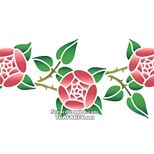 Gałązki róży pierwotne B - szablon do dekoracji