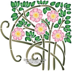Kwitnąca róża Art Nouveau - szablon do dekoracji
