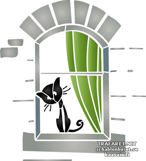 Kot na oknie 05 - szablon do dekoracji