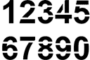 Cyfry Arial - szablony z tekstami i zestawami liter