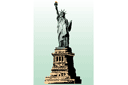 Statua Wolności na cokole - szablony z punktami orientacyjnymi i budynkami
