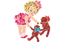 Dziewczyna i lalki - szablony z zabawą dzieci