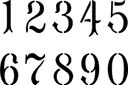 Cyfry GOTHIKA - szablony z tekstami i zestawami liter