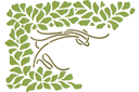 Zielony półkwadrat - szablony z liśćmi i gałęziami