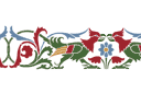 Bordiur z kogutem - szablony w stylu średniowiecznym