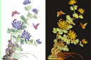 Chryzantema na skale - szablony z kwiatami ogrodowymi i polnymi