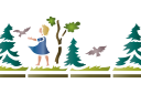Dziewczyna w lesie - szablony na bordiury do pokojów dziecięcych