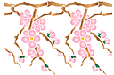 Gałązka wiśni wiosną B - szablony z kwiatami ogrodowymi i polnymi