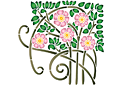 Kwitnąca róża Art Nouveau - szablony z ogrodem i dzikimi różami