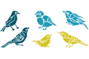 Sześć ptaków - szablony ze zwierzętami