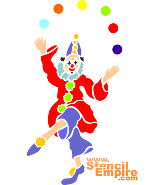 Klaun żongler - szablon do dekoracji