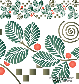 Secesyjne liście i jagody - szablon do dekoracji