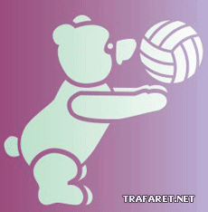 Teddy grający w voleyball - szablon do dekoracji