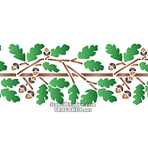 Bordiur z gałęzi dębu z żołędziami - szablon do dekoracji
