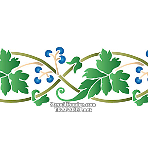 Bordiur z gałązek i niebieskich jagód - szablon do dekoracji