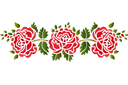 Trzy róże ludowe - szablony z ogrodem i dzikimi różami