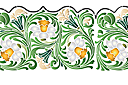 Szeroki bordiur z żonkili w liściach - szablony do bordiur z roślinami